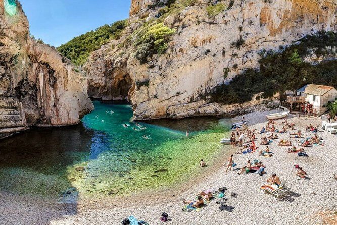 Blue cave group tour with swimming and snorkelling from Hvar - Green Cave’s sun-ray effect (and the cash-only ticket)