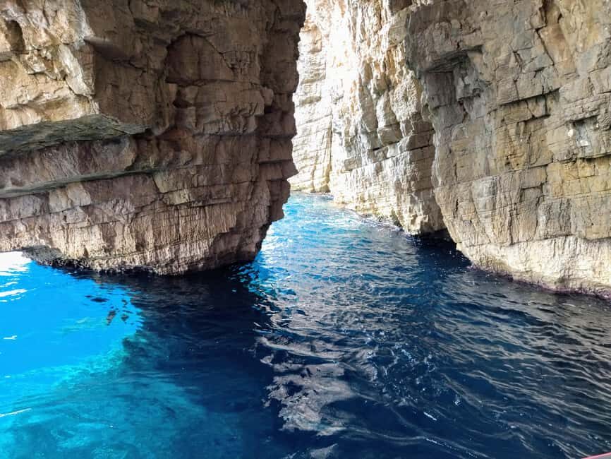 From Split: Blue Cave, Hvar, Mamma Mia, 5 Islands boat Tour - WWII bunkers, limestone caves, and a Stiniva photo hit