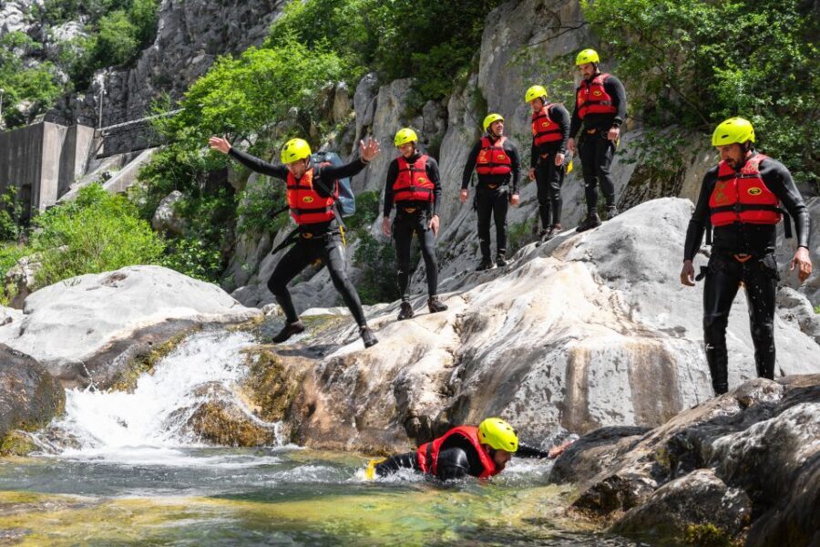 From Split/Šestanovac: Extreme Canyoning on Cetina River - Velika Gubavica’s 53-meter abseil: the adrenaline highlight